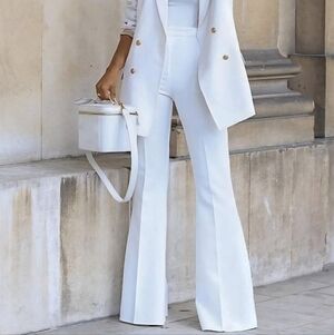 Zara White Flared Trousers